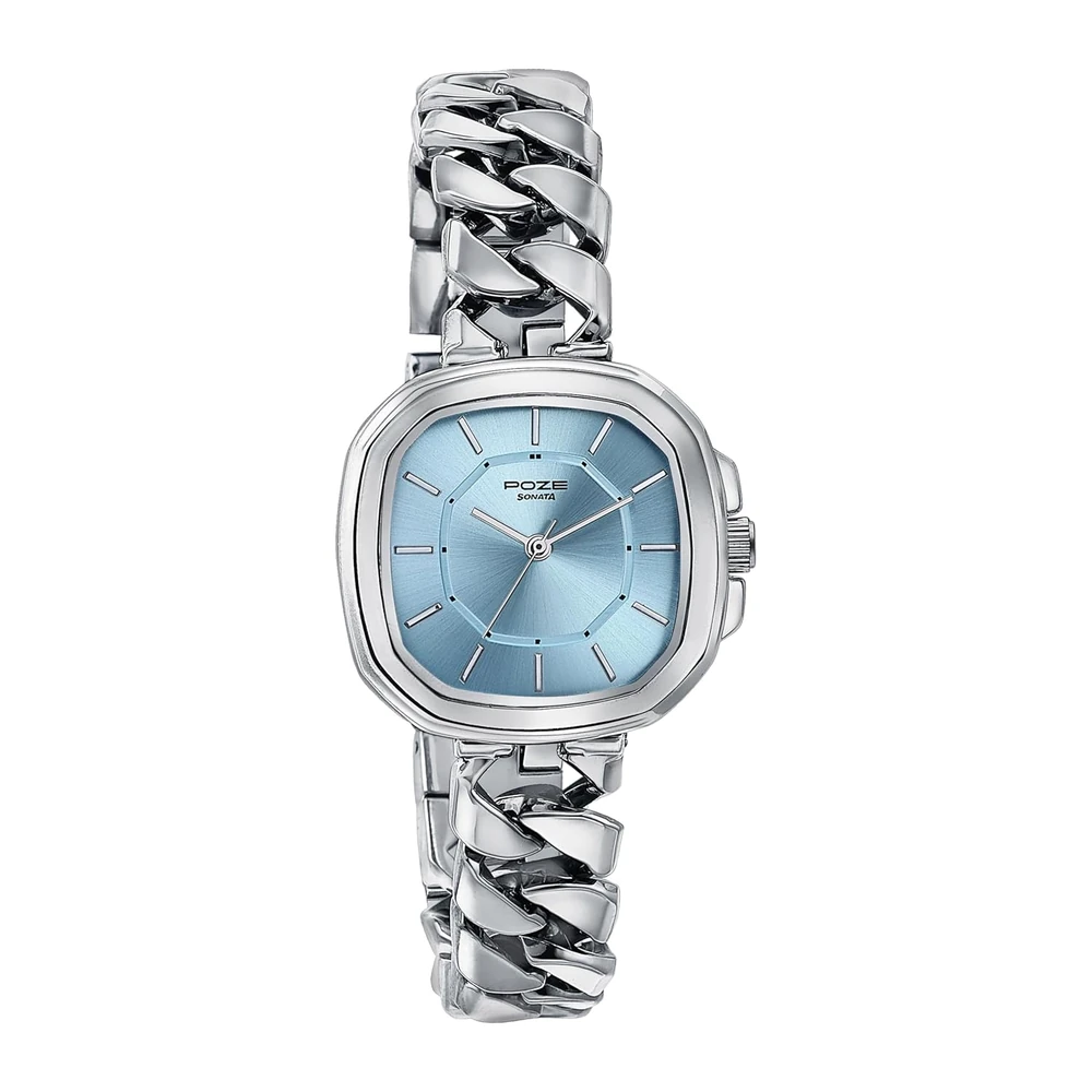 Sonata Poze Quartz Analog Blue Dial Chain Strap Watch for Women - SP80096SM01W - Image 2
