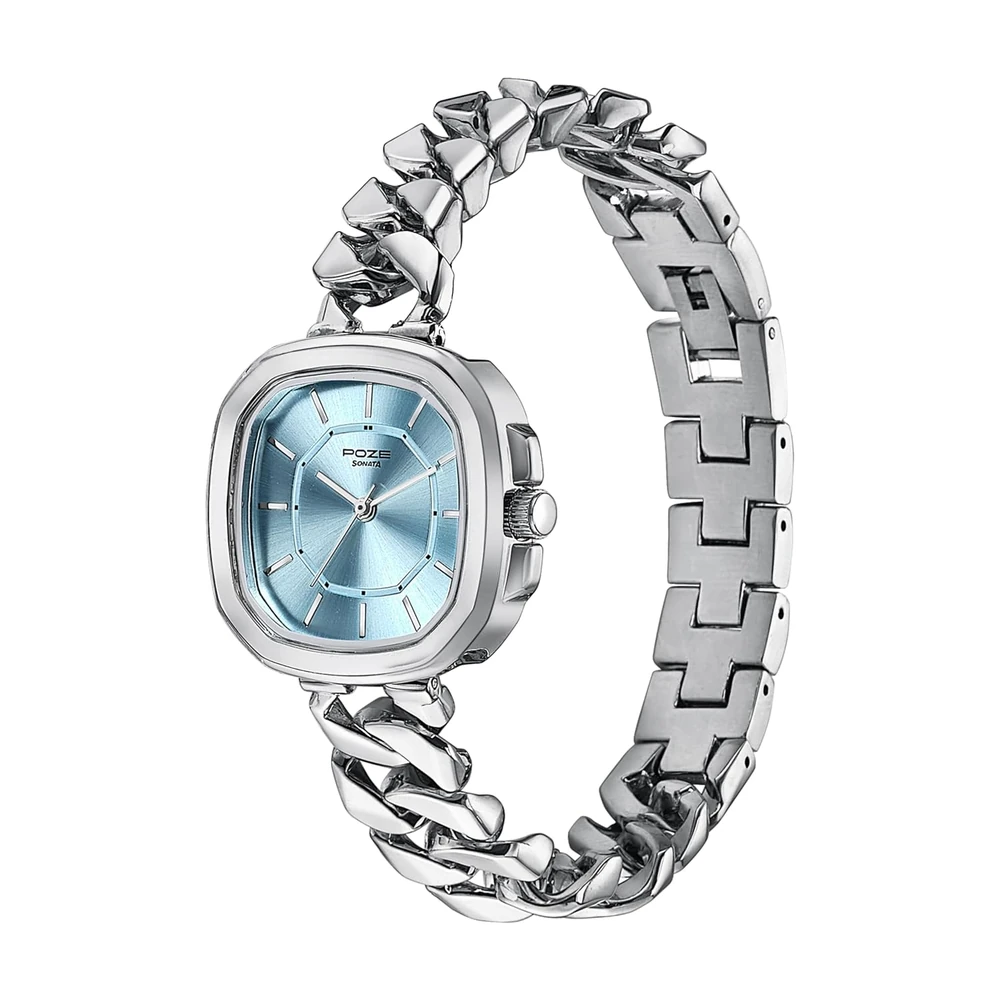 Sonata Poze Quartz Analog Blue Dial Chain Strap Watch for Women - SP80096SM01W - Image 3