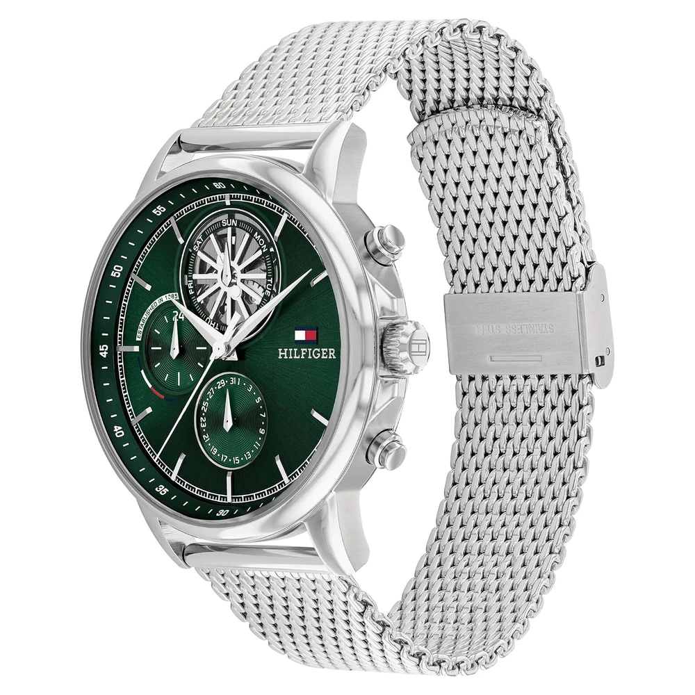Tommy Hilfiger Multifunction Green Dial Stainless Steel Strap Watch for Men - Image 2