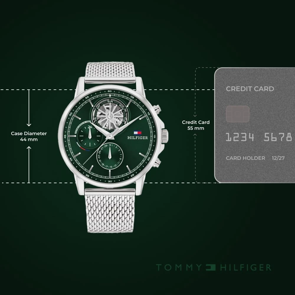Tommy Hilfiger Multifunction Green Dial Stainless Steel Strap Watch for Men - Image 3