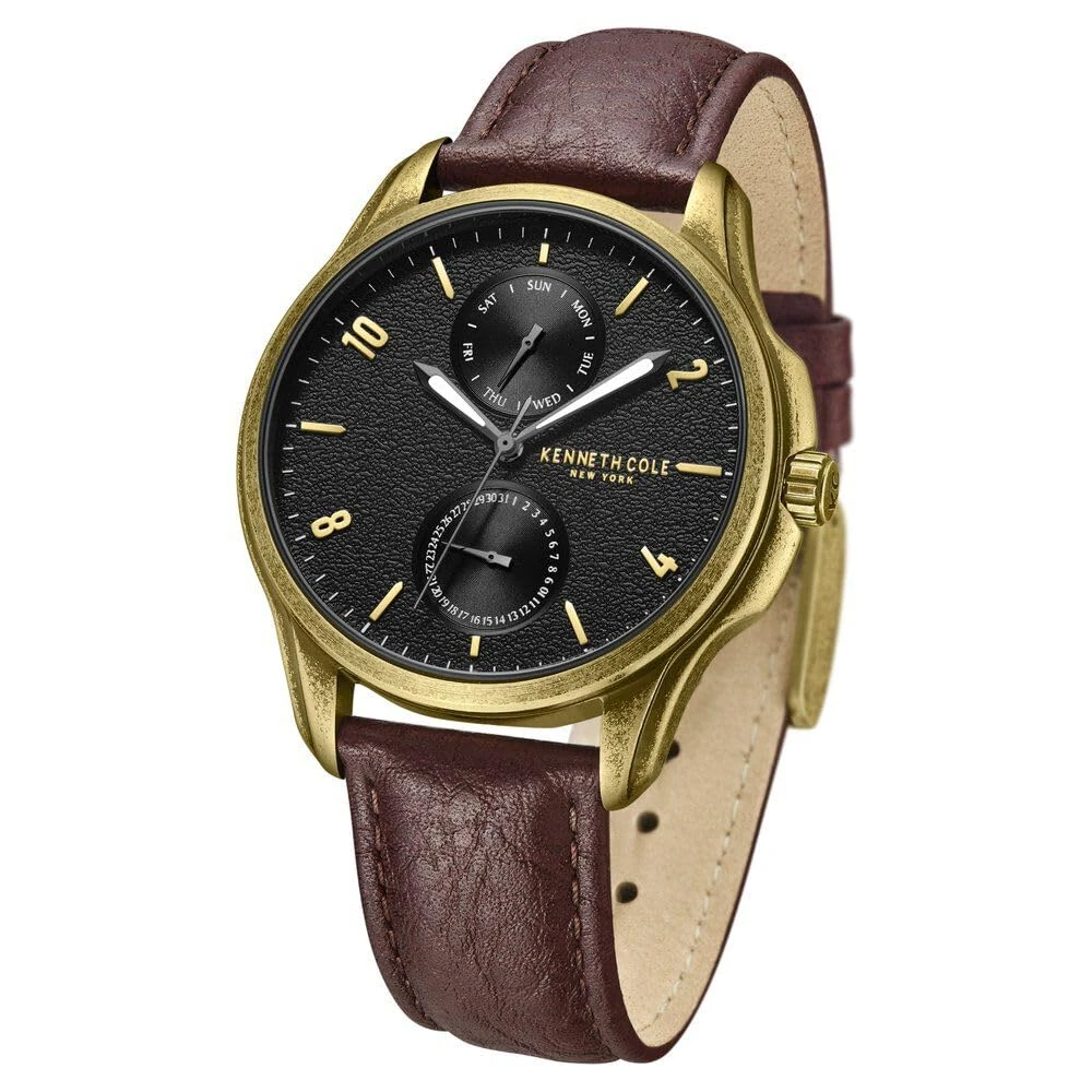 Kenneth Cole Quartz Multifunction Black Dial Brown Leather Strap Watch for Men - KCWGF0015901MN - Image 2