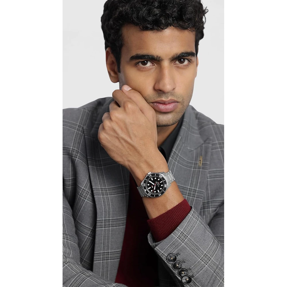 Tommy Hilfiger Oceanic Quartz Analog with Black Dial Silver Stainless Steel Strap Watch for Men - TH1792203 - Image 2