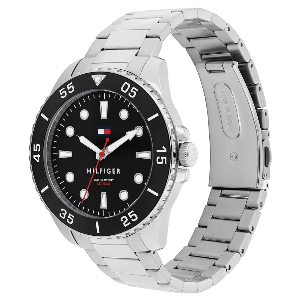 Tommy Hilfiger Oceanic Quartz Analog with Black Dial Silver Stainless Steel Strap Watch for Men - TH1792203 - Image 3