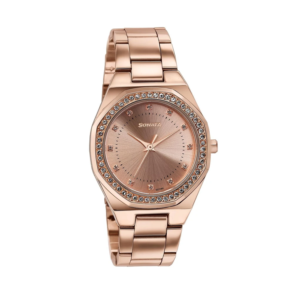 Sonata Jashn with Quartz Analog Rose Gold Dial Rose Gold Strap Women's Wedding Watch - 87121WM02 - Image 2