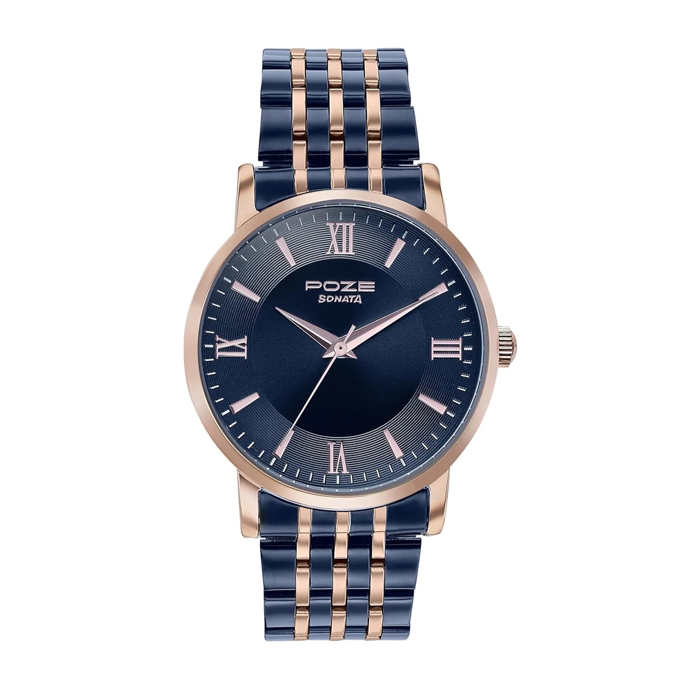 Sonata Poze Analog Quartz Blue Dial Watch for Men