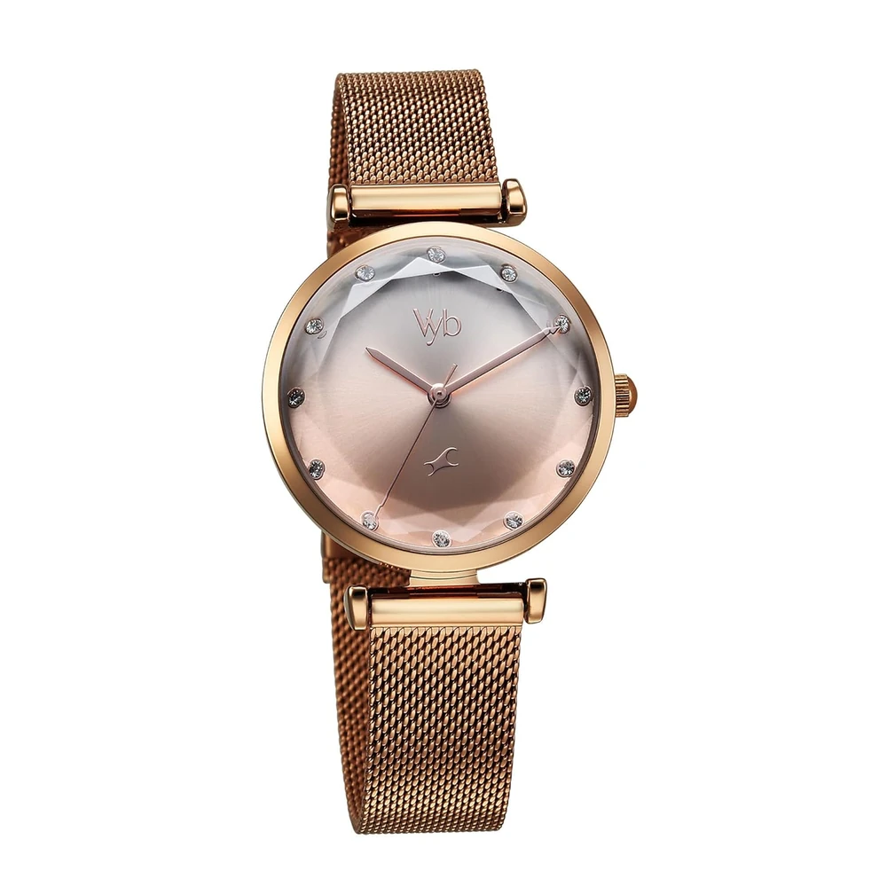 Fastrack Vyb Aura Quartz Analog Silver & Peach Dial Watch for Women - Image 2