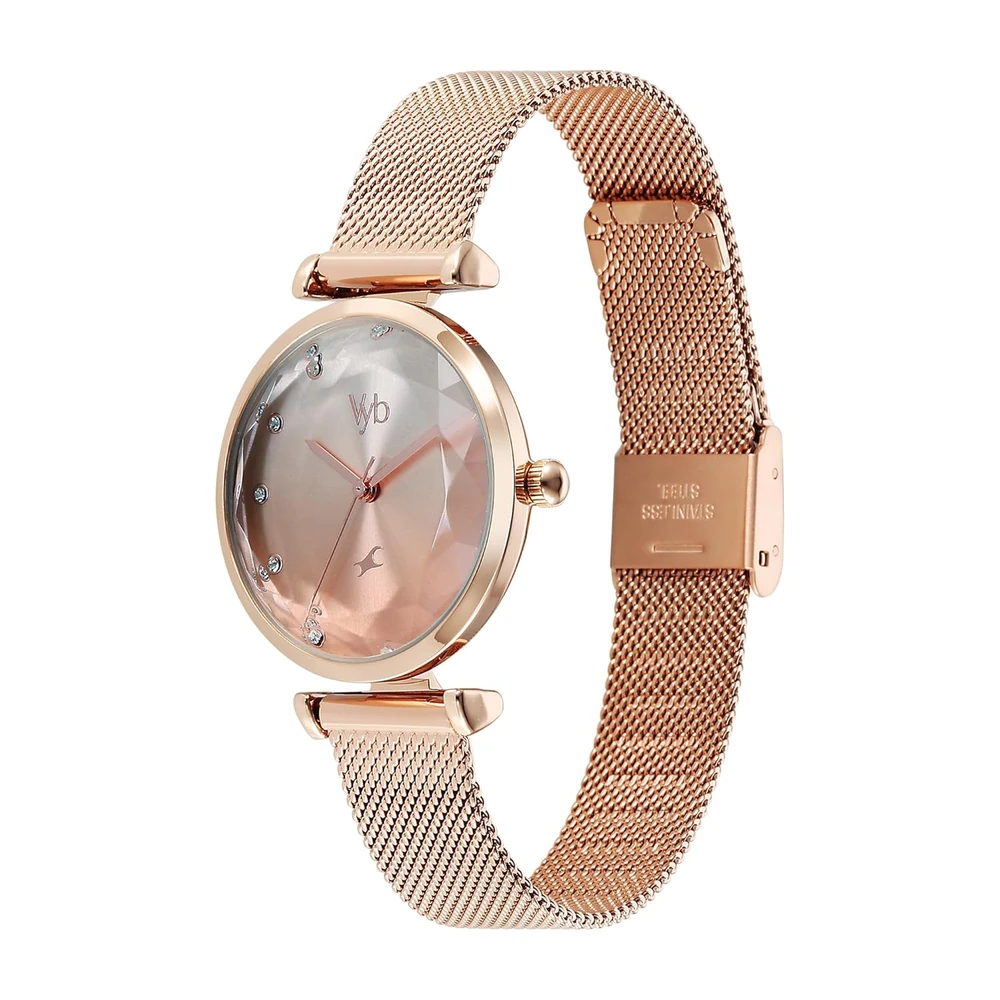 Fastrack Vyb Aura Quartz Analog Silver & Peach Dial Watch for Women - Image 3