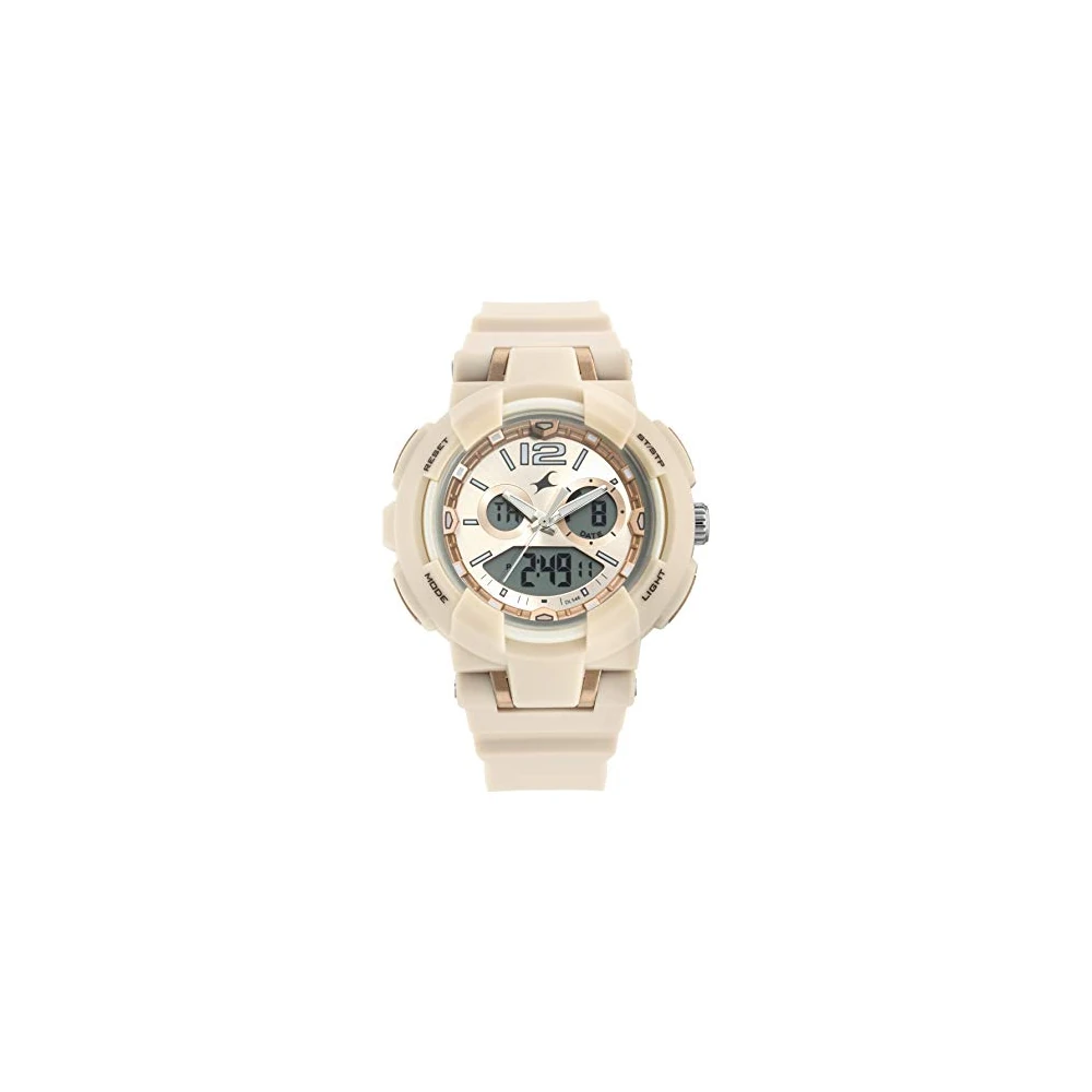 Fastrack Street Line Quartz Digital Analog Digital Off White Dial Off White Polyurethane Strap Watch for Girls - NR68016PP03 - Image 2