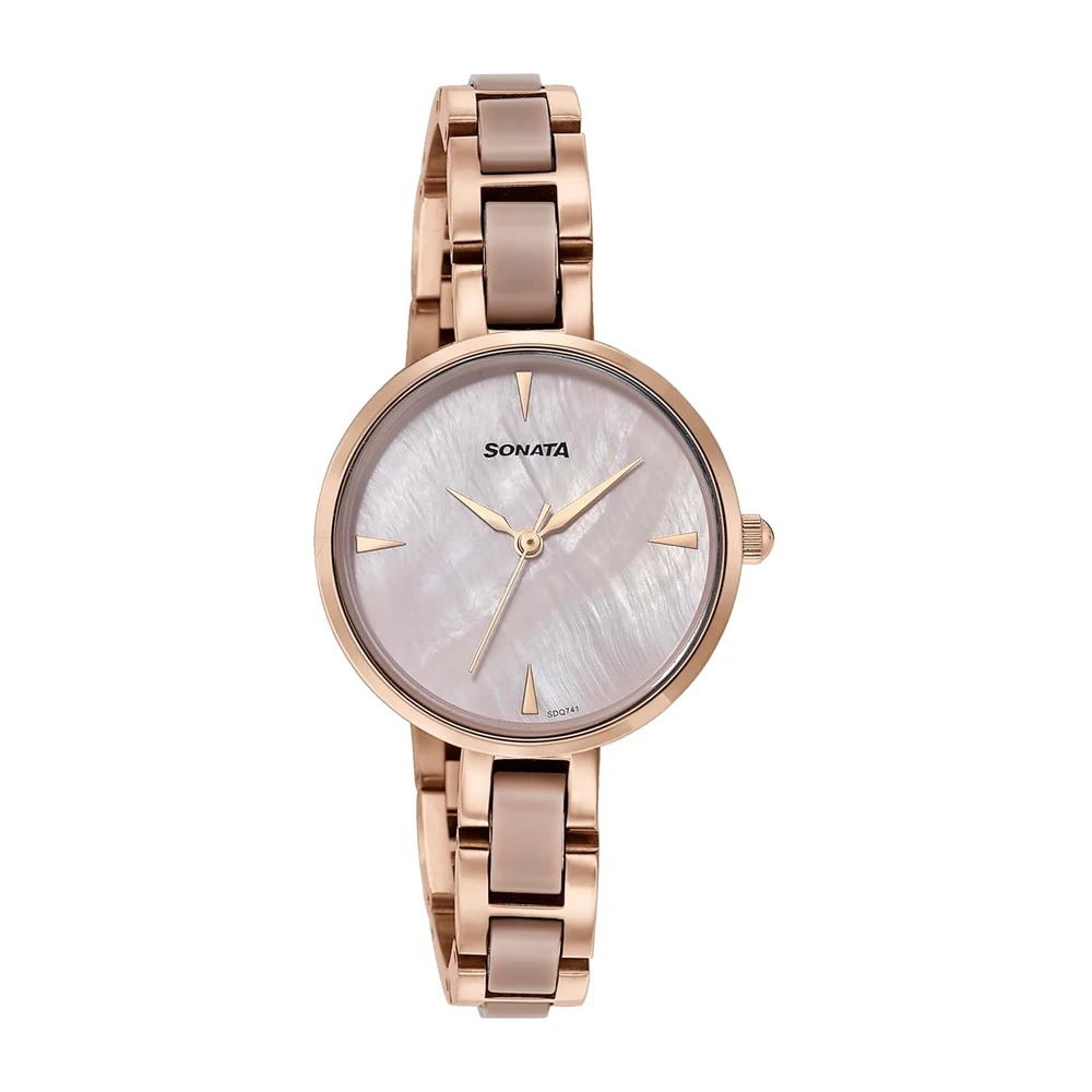 Sonata Quartz Analog Mother of Pearl Dial Two Toned Stainless Steel Strap Watch for Women - Image 3
