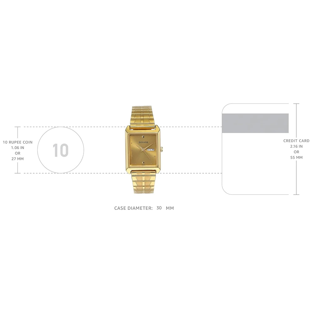 Sonata Champagne Dial Gold Band Analog Stainless Steel watch For Men-NR7007YM05 - Image 3
