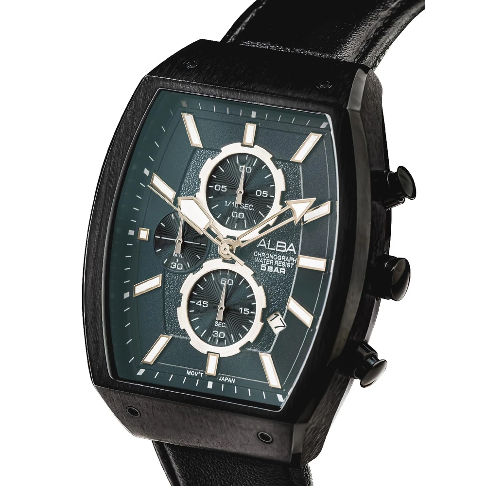 ALBA Black Rectangular Dial Chronograph Watch AM3999X1, Men's Sporty Timepiece - Image 2