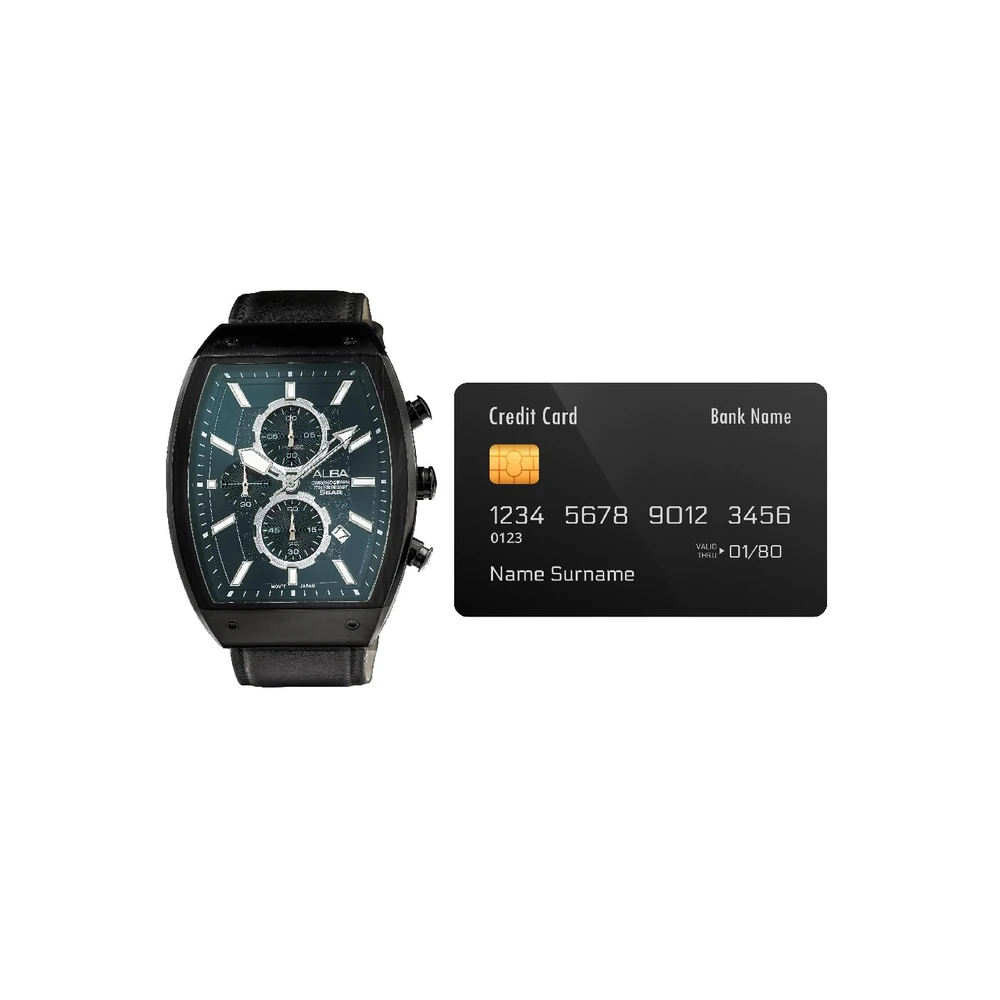 ALBA Black Rectangular Dial Chronograph Watch AM3999X1, Men's Sporty Timepiece - Image 3