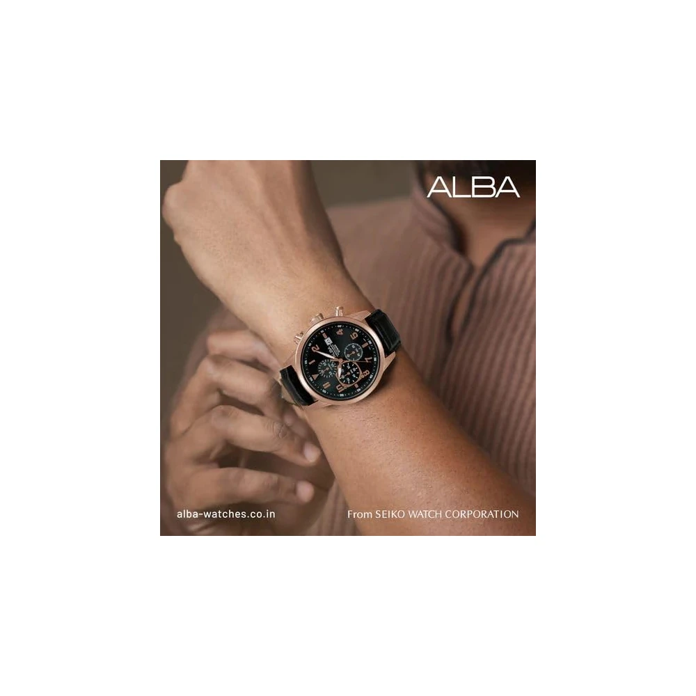 ALBA Classic Black & Gold Dial Chronograph Men Watch AM3A14X1 - Image 2