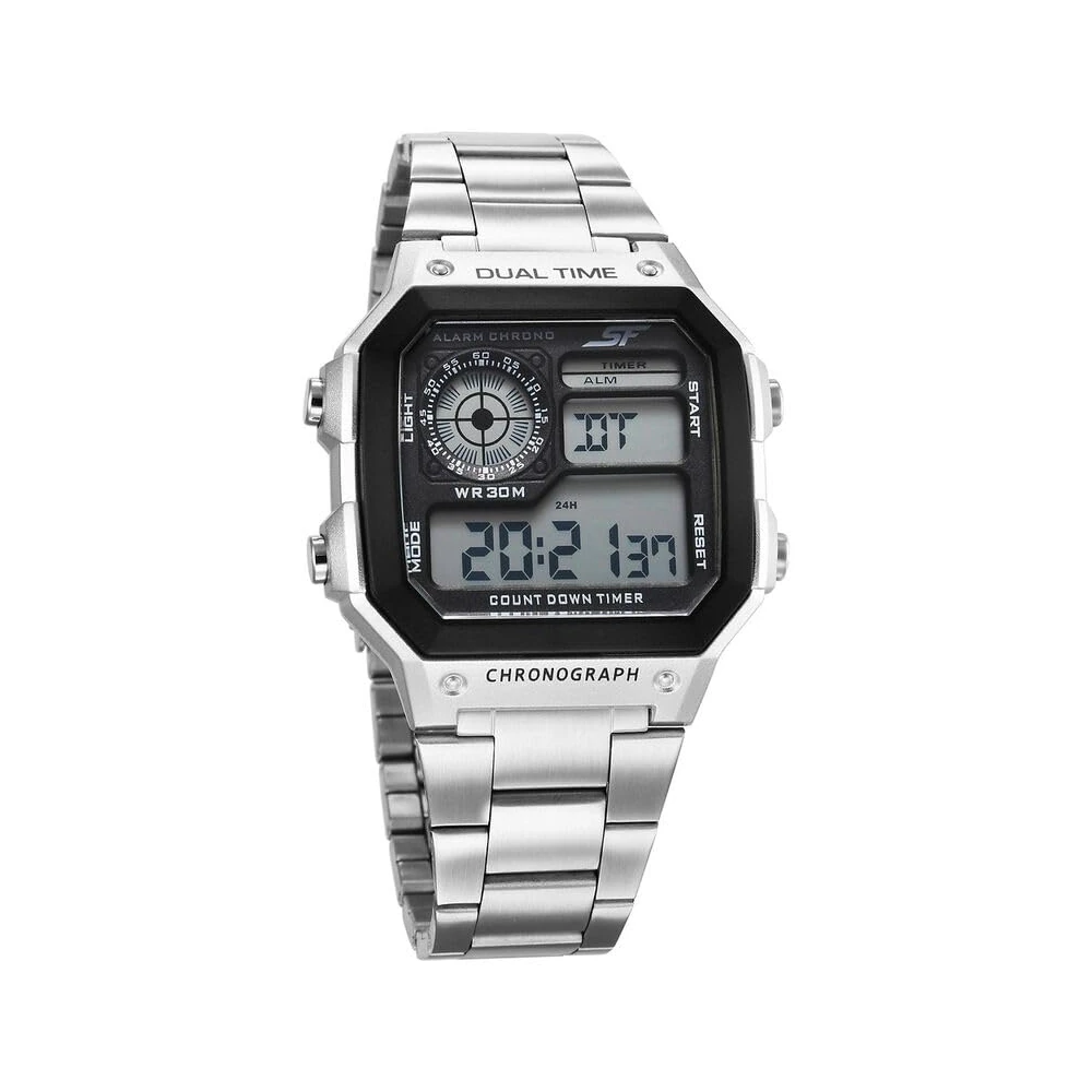 SF Hexa Metal Digital Black Dial Silver Stainless Steel Strap Unisex Watch - NT77134PM01W - Image 2