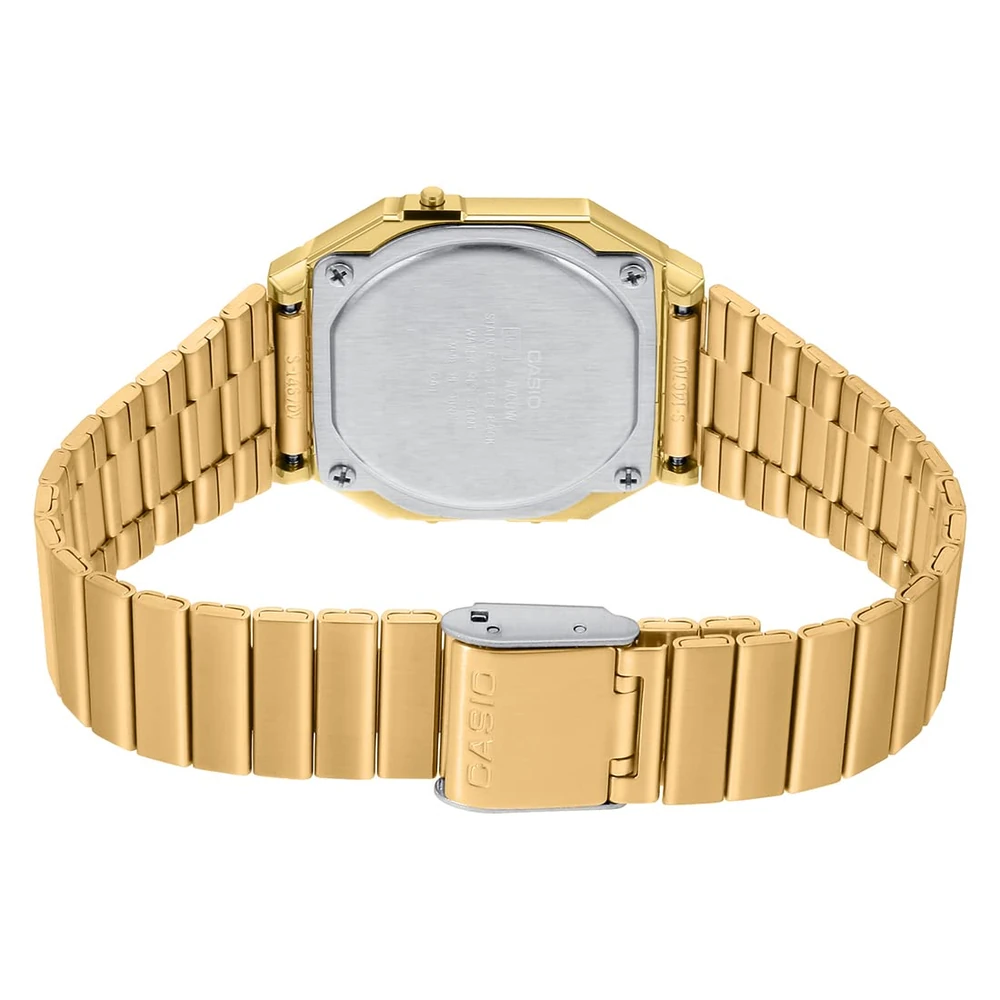 Casio Unisex-Adult Vintage A700WG-9ADF Gold Digital Dial Gold Stainless Steel Band D198 - Image 2