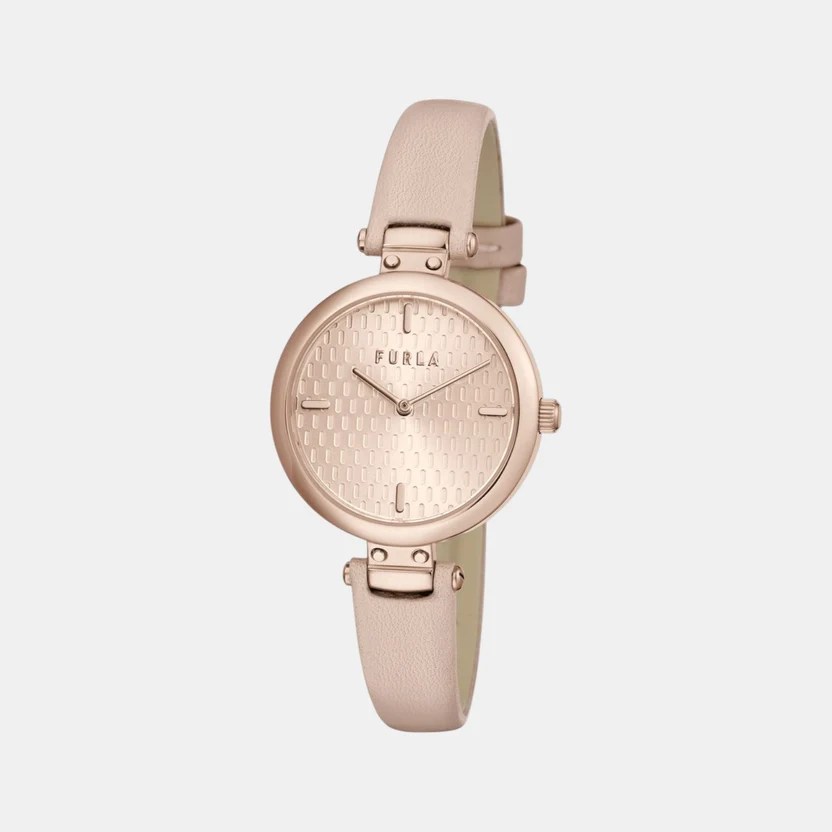 Furla New Pin Women Quartz Pink Dial Analog Leather Watch WW00018004L3